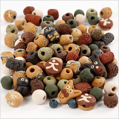Keramiek Kralen, afm 7-18 mm, gatgrootte 2-4 mm, diverse kleuren, 300 gr