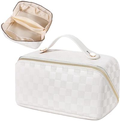 Dailygoods - JSTHHTT Draagbare make-uptas voor dames, grote capaciteit, reis-make-uptas, esthetisch met handvat, voor reizen, slaapkamer, badkamer en andere gelegenheden (wit), wit, geen