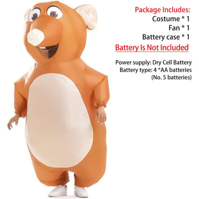 Opblaasbaar Muis Kostuum voor Volwassenen Opblaasbare Muis Rat Cosplay Kostuum Grappig Halloween Feest Carnaval Cosplay Kostuum Pak Audlt (150-190cm) beige
