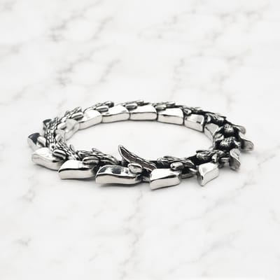 Mei's - Viking Wyrm Bones - armband heren - draak - RVS zilver - polsmaat 19 cm