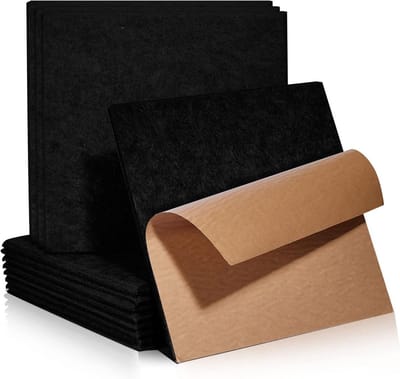 Zelfklevende Akoestische Panelen 12 Stuks Vierkant 30x30x0.9 cm Zwart - Geluidsisolatie en Akoestiek verbeteren