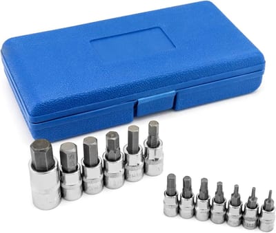 Complete 13-delige Steeksleutelset met Zeskantige Doppen van Chroom Vanadium Staal, Maten 2mm-14mm, Ideaal voor Klussen en Onderhoud