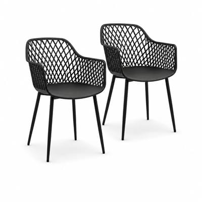 DS4U® - Niall tuinstoel - Set van 2 - Zwart - Kunststof - Kuipstoel