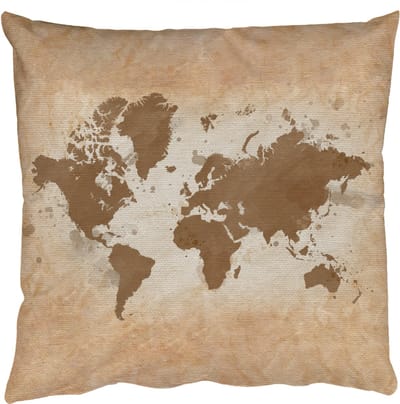 Sierkussens - Kussentjes Woonkamer - 50x50 cm - Wereldkaart - Beige - Bruin
