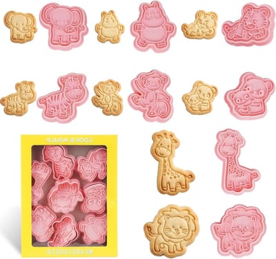 Set van 8 dieren uitsteekvormen voor koekjes - 3D cartoon koekjessnijders voor verjaardagsfeestjes, DIY bakprojecten en bosdieren thema