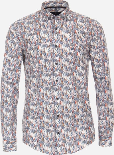 CASA MODA Sport casual fit overhemd - popeline - blauw dessin - Strijkvriendelijk - Boordmaat: 43/44