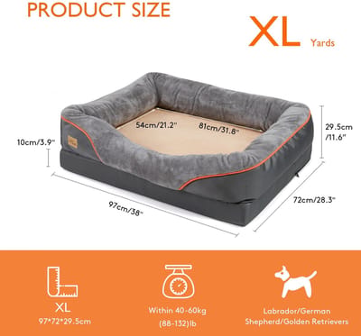 Turold Hondenmand - Hondenkussen - Hondenbed - Hondensofa - Groot Hondenbed XL Anti-Allergie Afneembare/Wasbare Hoes Waterdicht