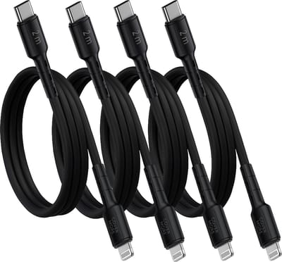Voordeelpak oplaadkabels geschikt voor iPhone kabels - 4 stuks - 2 meter - Zwart