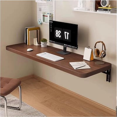 Opvouwbare Wandtafel - Wandbureau - Thuiswerken Keuken - Ruimtebesparend IJzeren Beugel - 40x20cm - Notenkleur
