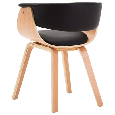 vidaXL - Eetkamerstoel - gebogen - hout - en - kunstleer - zwart