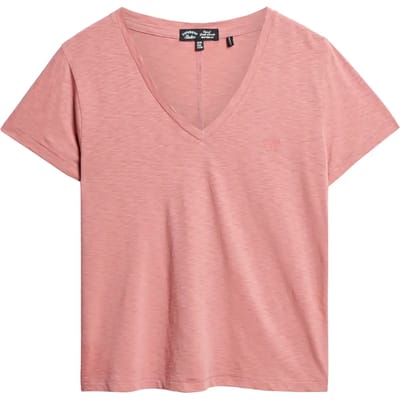 Superdry - Ruimvallend geborduurd T-shirt met V-hals - Dames - T-shirts
