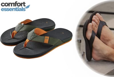 Comfort Essentials Slippers Heren – Zwart/Groen – Maat 41 – Teenslippers – Slippers Met Ergonomisch Voetbed