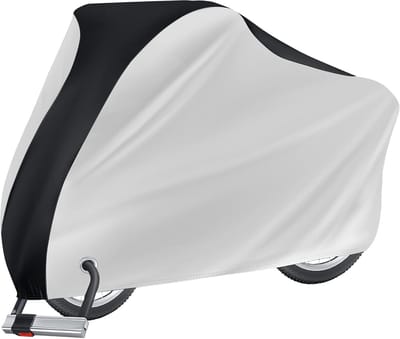 VHV - Fietshoes - Fiets hoes buiten - Waterdichte fietscover - UV wind stof beschermhoes - Met slotgat voor mountainbike e-bike - Zwart en zilver