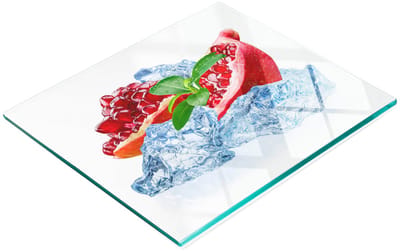 Decoratieve glazen serveerplank voor snacks met granaatappelmotief en ijs, 60x52 cm
