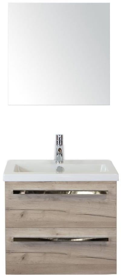 Seville Badmeubelset 60 cm - Craft Oak - Keramische Wastafel Wit Djazz met Spiegel