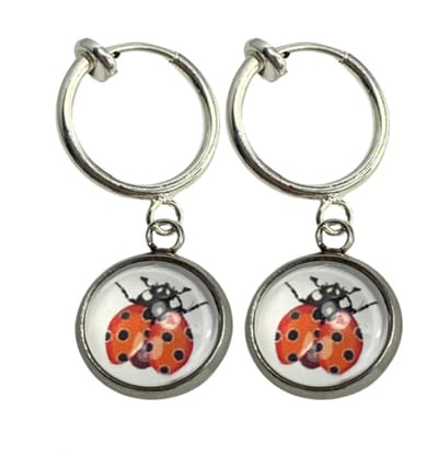 Klem oorbellen Lieveheersbeestje zilverkleur - Charme Bijoux