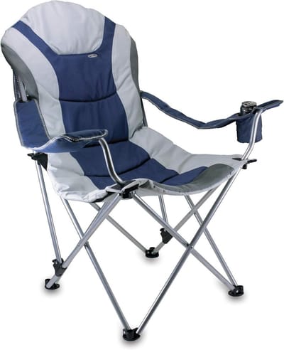 Draagbare Ligstoel - Kampeerstoel Loungestoel - Ontspannen Buiten - Geïntegreerde Bekerhouder - 3 Zitposities - Marineblauw