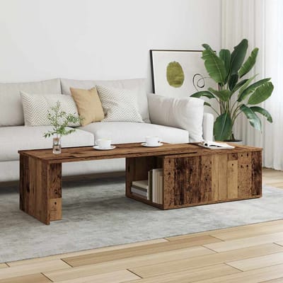 vidaXL - Salontafel - 150x50x35 - cm - bewerkt - hout - oud - houtkleurig