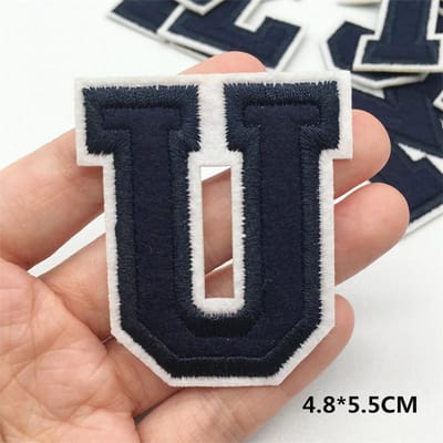 Donkerblauwe Letter Borduurpatches Doe-het-zelf Alfabet Strijkbare Patch Naam Patch Toegepast Op Kleding Naaistickers