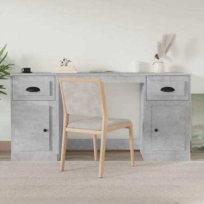 Bureau met kast - Werktafel Studiebureau - Thuiswerken Organiseren - Grote opbergruimte - Rechthoek - Grijs