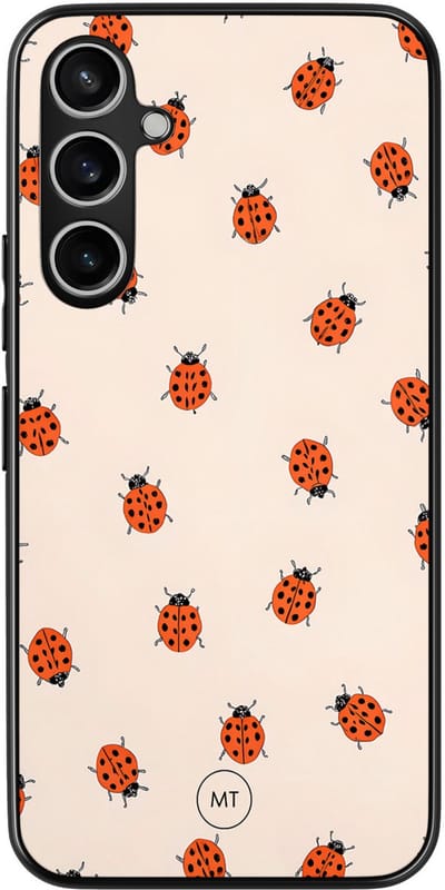 Hoesje geschikt voor Samsung Galaxy S23 FE - Lieveheerstbeestjes - TPU Hard Case Backcover - Beige - Mooie Telefoonhoesjes