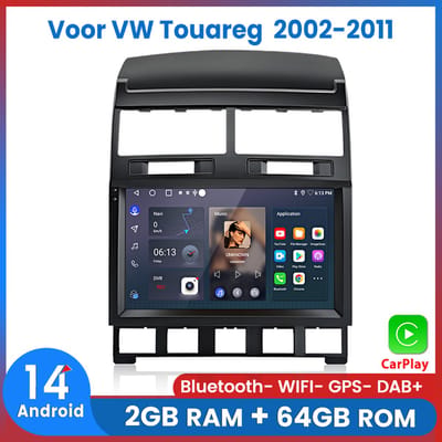 Awesafe Autoradio Geschikt Voor VW Volkswagen Touareg 2002 t/m 2011 - Android 14 - Draadloos Apple Carplay & Android Auto - 2GB + 64GB - 4 Core processor - Bluetooth & Wifi GPS Navigatie - 2002 2003 2004 2005 2006 2007 2008 2009 2010 2011