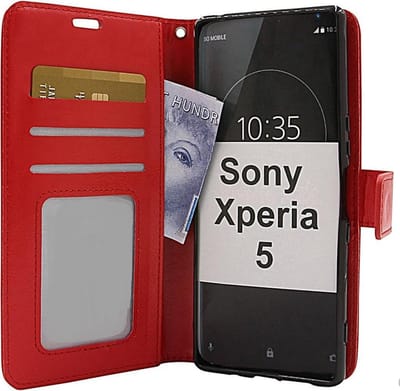 LuxeBass Hoesje geschikt voor Sony Xperia 5 - Bookcase Rood - portemonnee hoesje gsm hoesje - telefoonhoes - telefoonhoesjes