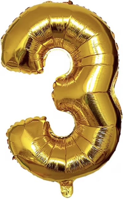 CHPN - Folie ballon - 3 jaar - 41CM - Cijferballon - Goud - Ballon - Feestdecoratie - Derde verjaardag - Party - Verjaardag - 3 - Drie - Goudkleurige folieballon