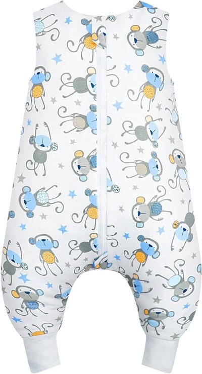 Comfortabele Baby Slaapzak met Voeten, 0.5 Tog, 100% Katoen, Ideaal voor Peuters in de Zomer, 70 cm, Ademend en Veilig