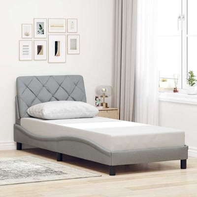 vidaXL - Bedframe - zonder - matras - 90x200 - cm - stof - lichtgrijs