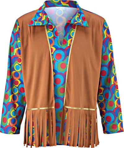 Hippie Shirt Heren met hoofdband - Maat M – Carnavalskleding Flower Power