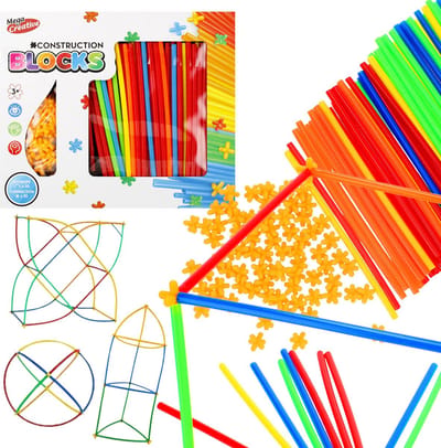 MEGA CREATIVE Constructieblokken - Rietjes, 100 Stuks in een Doos