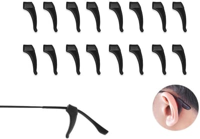 8 Paar Siliconen Anti-Slip Oorhaakjes - Zacht - Brilhaakjes - Antislip Pootjes - Siliconen - Bescherm je Bril - Voor volwassenen, senioren en kinderen - Voor gewone brillen, zonnebrillen, leesbrillen - Zwart