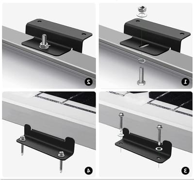 Zonnepaneel Houder - PV Modulehouder - Zonnepanelen Bevestigen - Robuust Aluminium - 4 stuks - Zwart