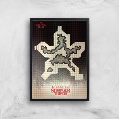 Stranger Things Map Giclee Art Print - A4 - Black Frame
