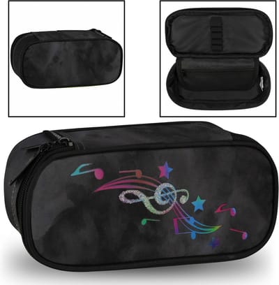 Zwarte Ovale Pennenbakje met Rits 22x6x10cm