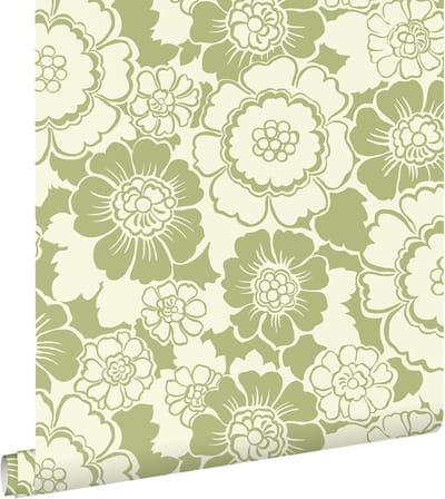 ESTAhome behang retro bloemen groen - 50 x 900 cm - 131525