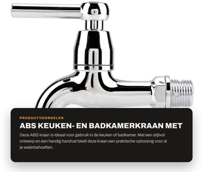Dailygoods- Waterkraan Gemaakt van ABS - Keukenkraan - Wasmachinekraan - Badkamerkraan - Gootsteenkraan - Verchroomd oppervlak - Kraan