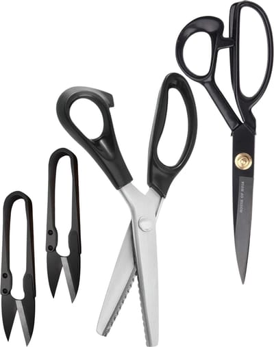 House of Husk Stofscharen Set - Grote Textielschaar - Fournituren - Kleermakersschaar - Kartelschaar - Draadknipper - Zwart - 23cm - 9inch