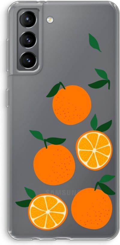 Case Company® - Hoesje geschikt voor Samsung Galaxy S21 hoesje - Will you be my clementine - Soft Cover Telefoonhoesje - Bescherming aan alle Kanten en Schermrand