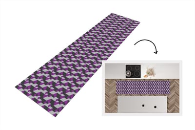 Keukenloper - Loper keuken - Blokken - Patronen - 3D - Paars - 200x50 cm - Keukenloper vinyl