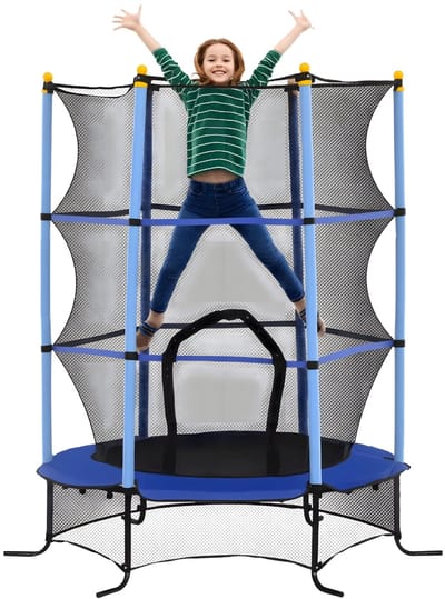 Kindertrampoline Ø163 cm – Tuintrampoline voor Kinderen 3-10 Jaar – Blauw