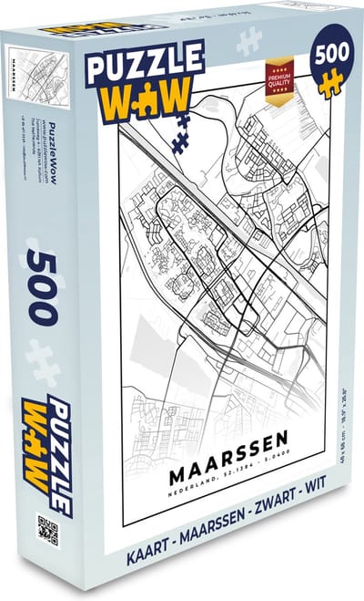 Puzzel Kaart - Maarssen - Zwart - Wit - Legpuzzel - Puzzel 500 stukjes