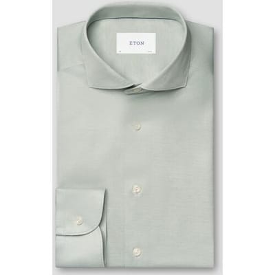 Eton Overhemd Filo di Scozia Cotton Rich Depth and Texture King Knit Licht Groen / male