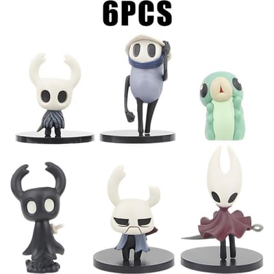 6 stuks/set Hollow Knight Silk Song Knight Hornet Quirrel Zote Grub Figuur Schattige Speelgoed Model Poppetje Brinquedos white