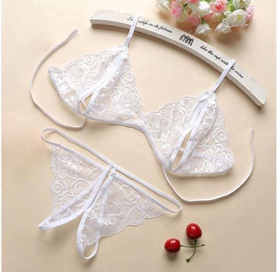 Finnacle - Verleidelijke Kanten Lingerie | Open kruis | Wit | Sexy Hot | Erotische Set | Vrouwen Kant | Transparante Lingerie | Sexy Kostuums | Nachtkleding | Babydoll | Open Cup Beha