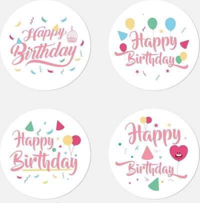 Happy birthday ronde stickers "MULTIPLAZA" - 50 stuks - verjaardag - felicitaties - scholen - kado versiering - traktatie - juf - meesters - brief