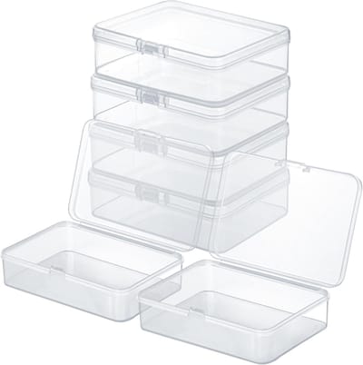 Allecto Plus - Kunststof Opbergdoosjes met Deksel [6 Stuks] - Scharnierend Doosje voor Kralen Hobbyaccessoires - Opbergdozen voor Thuis - 9.5 x 6.5 x 2.5cm