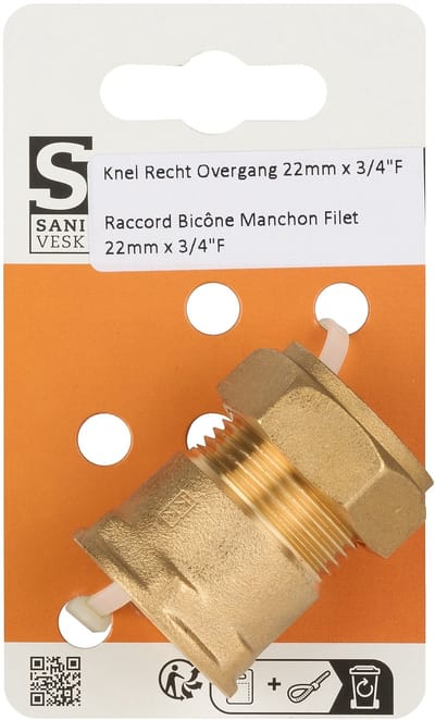 Sanivesk knel recht overgang - 22 mm x 3/4" F binnendraad