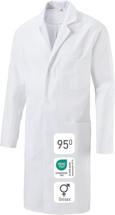 Unisex Laboratoriumjas met Zakken en Drukknoopsluiting - Katoen of Polykatoen